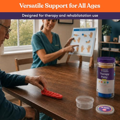 Special Supplies Therapy Putty for Kids and Adults - Resistive Hand Exercise Stress Relief Therapy Putty Kit, Set of 4 Strengths, Three Ounces of Each Putty - color: Primary Colors