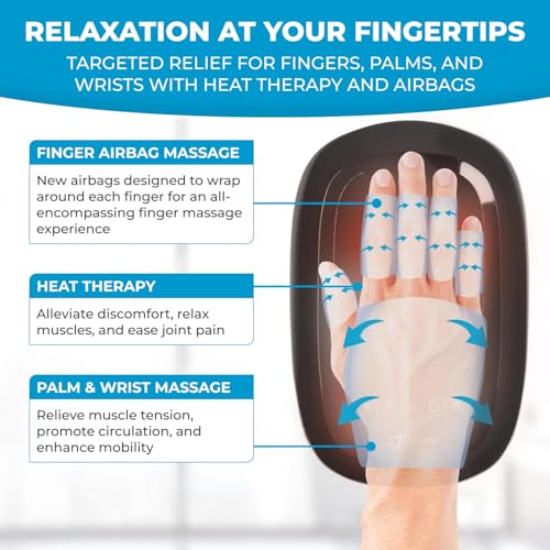 Daiwa Felicity Cordless Electric Hand Massager with Compression, Pressure Point Therapy Massager for Arthritis, Pain Relief, Carpal Tunnel and Finger Numbness, ACU Palm Pro with Heat - style: ACU Palm Pro with Heat