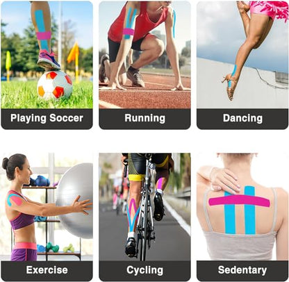 Kinesiology Tape Precut Strips<2Roll>Athletic Tape Waterproof Elastic Sports Tape for Joints Support & Muscle Pain Relief <16.4ft*2 >Cotton K Tape(Black) - color: 2-rolls(precut-black)