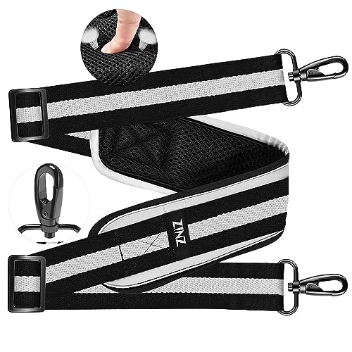 ZINZ Ultra-Thick Fixed Pad Shoulder Strap 76-inch Universal Bag Strap with Breathable Cushion and Dual Balanced Adjustable Buckles for Laptop Bag Luggage Messenger Bag Crossbody etc -Stripe-BWB - color: Stripe-bwb