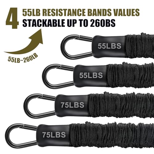 Pull Up Assistance Bands 260lbs, Heavy Pull Up Bands Resistance Bands for Pull Ups Working Out with Feet Rest, Pull Up Bar Bands Assistance Bands Strength Training Workout Equipment, Height Adjustable - color: army green
