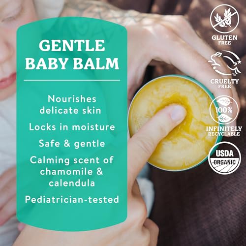 Badger Baby Balm, Organic Calendula Cream, Soothes Diaper Rash, Cradle Cap & Dry Skin, 100% Organic Baby Cream, Pediatrician Tested & Long Lasting, 2 oz Tin - size: 2 Ounce (Pack of 1)