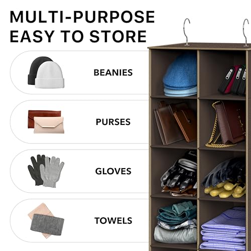 Simple Houseware 20 Section Shelves Hanging Shoes Organizer, Brown | Dual Metal Hooks, 10 Tier, Holds Up to 20 lbs, for Narrow Space - color: Brown