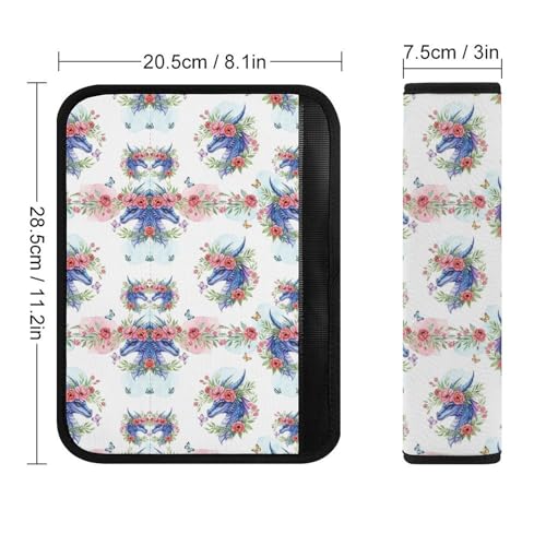 Universal Fit Seat Belt Shoulder Pad for Kids, Car Seats Pushchair Strollers High Chair Pushchair, 1 Pair Flower Dragon Automotive Seat Belt Protector - color: Pattern 279