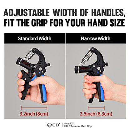 GD Grip2 Adjustable Grip Strength Trainer Hand Gripper Forearm Strengthener | Adjustable resistance 22~77lbs Squeezer, Hand grip strengthener, Gripper exerciser Devices, Stress Relief Grips Recovery - color: BLUE