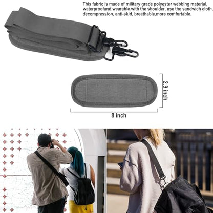 Shoulder Strap 56 inch, Universal Adjustable Thick Soft Duffel Bag Shoulder Strap Replacement Comfortable Belt with Metal Swivel Hooks for Laptop Messenger Bag, Briefcase, Shoulder Bag, Dark Gray - color: Dark Gray