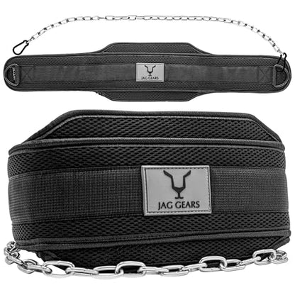 JAG GEARS Dip Belt with Chain 36 Inch Heavy Duty Steel Chain + 2 Carabiners, Dip Belt for Bodybuilding, Strength Training, Weightlifting and Pull-Ups, Weight Belt