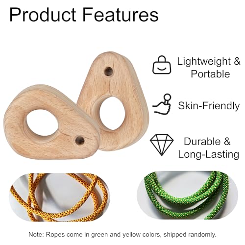 Climbing Hangboard | Portable Finger Trainer for Rock Climbing - Wooden Hangboard for Grip Strength, Lightweight, Durable, Compact | 1 Pair