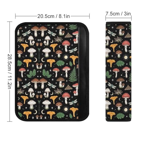 2PCS Moth Moon Wild Forests Mushrooms Seat Belt Shoulder Pad Soft Padded Harness Pads Strap for Adults and Children, All Vehicles, Anti-Slip Pad - color: Pattern 829