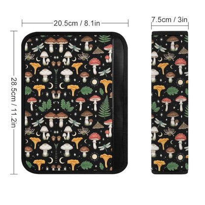 2PCS Moth Moon Wild Forests Mushrooms Seat Belt Shoulder Pad Soft Padded Harness Pads Strap for Adults and Children, All Vehicles, Anti-Slip Pad - color: Pattern 829