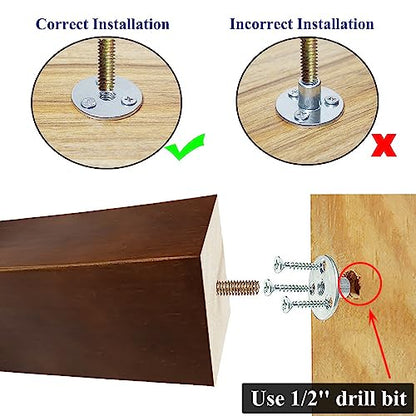 6 inch Sofa Legs Wood Furniture Legs Pack of 4 Pyramid Couch Legs Mid-Century Modern Brown Replacement Legs for Chair Recliner - size: 6 inch (4pcs) Standard (With hanger bolt)