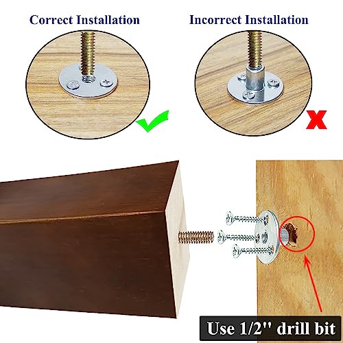 6 inch Furniture Legs Set of 6 Couch Legs Mid-Century Modern Replacement Sofa Legs for Sectional, Dresser, Recliner, Nightstand - size: 6 inch (6pcs) Standard (With hanger bolt)