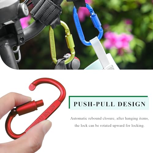 2PCS Hook for Hanging Helmet Goggle Headsets Bags, Heavy Duty Carabiner Clip, Adjustable Strap Hook for Scooter (Red) - color: Red