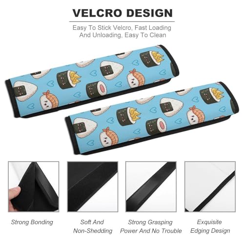 Universal Soft and Comfortable Car Seat Straps Shoulder Pads for Girls and Boys, Most Cars, 1 Pair Cute Blue Sushi Harness Pads Strap Comfortable Driving - color: Pattern 1098