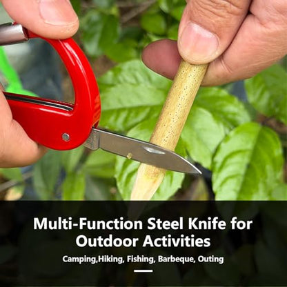 Multitool Carabiner with Pocket Knife, Stocking Stuffers Gifts for Men,Bottle Opener,Nail file,Small Scissors,EDC Carabiners Keychain,Survival Gear for Camping Hiking,Gifts(Red) - color: Red