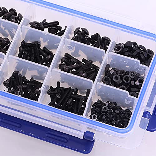 Hilitchi 460-Pcs M3 M4 M5 Button Head Hex Socket Head Cap Bolts Screws Nuts Assortment Kit - 10.9 Grade Alloy Steel - color: Button Head Hex Socket