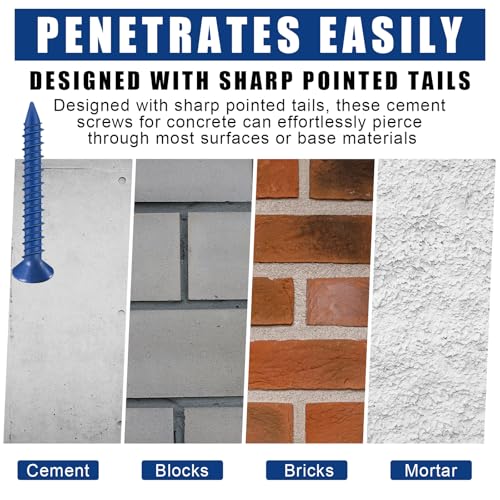 MorningRo Diamond Tip Concrete Screws Anchor with Drill Bit for Anchor Masonry, Block, Brick, Cement, Stucco(3/16" X 1-1/4",Phillips Flat Head) - size: 3/16" X 1-1/4", style: Phillips Flat Head