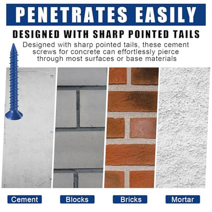 MorningRo Diamond Tip Concrete Screws Anchor with Drill Bit for Anchor Masonry, Block, Brick, Cement, Stucco(3/16" X 1-1/4",Phillips Flat Head) - size: 3/16" X 1-1/4", style: Phillips Flat Head