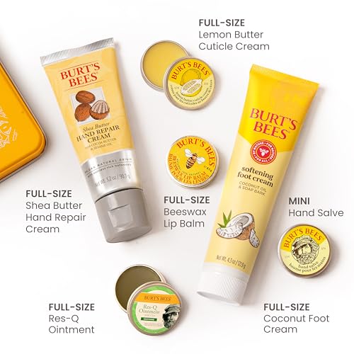 Burt's Bees Valentine's Day Gifts Ideas - Classics Set, 6 Products in Giftable Tin, Cuticle Cream, Hand Salve, Lip Balm, Res-Q Ointment, Hand Repair and Foot Cream - size: 6 Piece Set