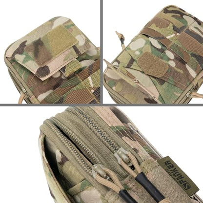 EXCELLENT ELITE SPANKER Tactical Molle EDC Pouch with Cellphone Pouch | Molle admin pouch,molle utility pouch,tool pouch,Organizer Nylon Belt Waist Bag - color: Multicam