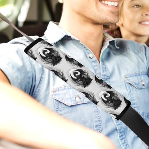 2PCS Black Dragon Cool Seat Belt Cover Breathable Seat Belt Cushion for Adults and Children, All Vehicles, Comfortable Driving - color: Pattern 1242