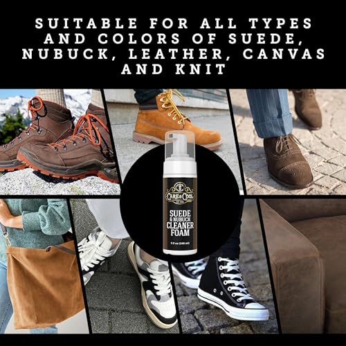 Care & Cool Suede and Nubuck Cleaner Foam Kit (5 oz) - Revitalizes and Refreshes Shoes, Boots, Clothes, and Furniture - style: Foam Cleaner