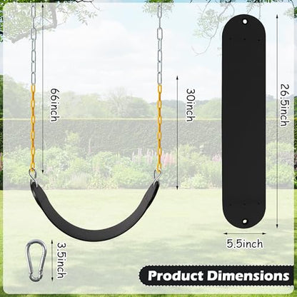 Sunnyglade 2PCS Swings Seats Heavy Duty with 66" Chain Support 250lb Black | Playground Outdoor Swing Seat Replacement with Snap Hooks, Coated Chains, Soft Eva Seat, Non-Slip Design & 250 Lb Capacity - color: Black