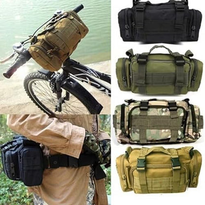 Tactical Duffel Bags for Men, 3P Military Waist Packs EDC Utility Pouch Crossbody with Shoulder Strap Hand Carry (Black) - color: Black