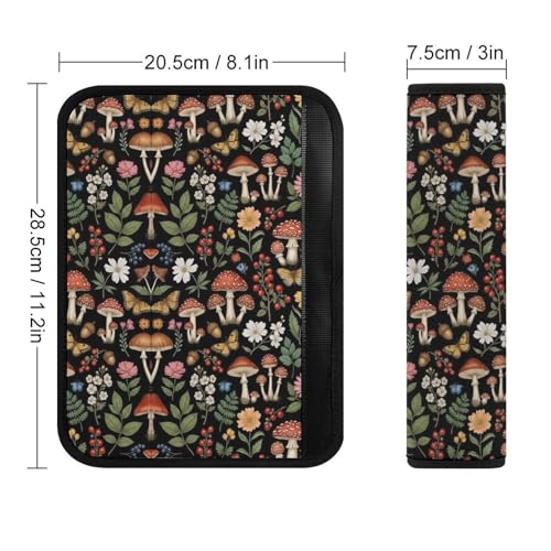 Universal Soft and Comfortable Seat Belt Cover for Adult Use, Stroller Pushchair High Chair, 2 Pack Trippy Mushroom Black Shoulder Harness Cover - color: Pattern 1254