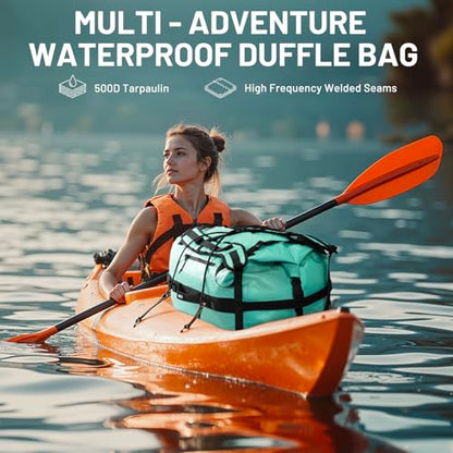 MIER Large Waterproof Duffel Bag - 60L/80L Dry Bag Backpack | Detachable Backpack Straps; Multi-Pockets; Roll-Top with Hook-and-Loop Closure; Motorcycle, Kayaking, Gym, Beach, Boating - color: Green, size: 60L