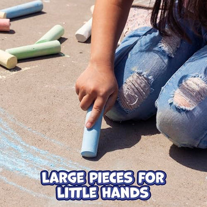 READY 2 LEARN Jumbo Sidewalk Chalk, Set of 20, 9 Colors | Washable and Non-Toxic, Bulk Sidewalk Chalk for Kids