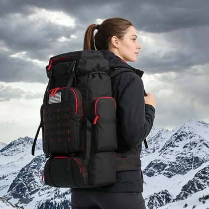 Hiking Backpack for Men 70L/100L Camping Backpack Military Rucksack Molle 3 Days Assault Pack for Climbing | Camping Backpack - color: 70l-blackred