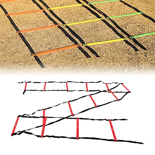 Agility Speed Training Equipment, Fixed Footwork Trainer for Soccer, Football, Fitness and Athletic Drills, 7 Meter, 14 Rung - color: Red