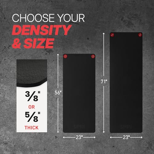 SPRI Hanging Exercise Mats for Gyms, Closed-Cell Foam Yoga & Fitness Mats with Grommets, Thick Workout Mats for Studios & Group Fitness Classes - color: 71" L x 23" W x 3/8" (Black)