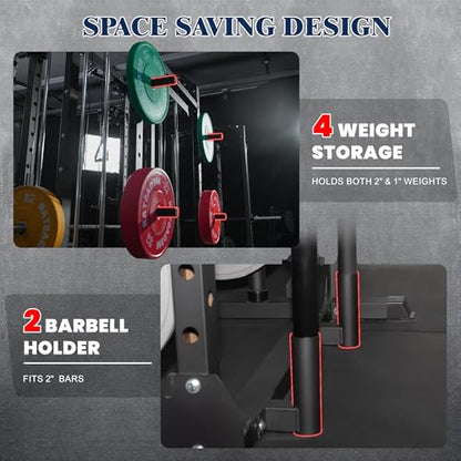 Smith Machine, 2600LBS Squat Rack, 7-in-1 Home Gym Cage with Adjustable Safety Bars, Pull-Up & LAT Pulldown - color: Black, size: P107 Only Smith Machine