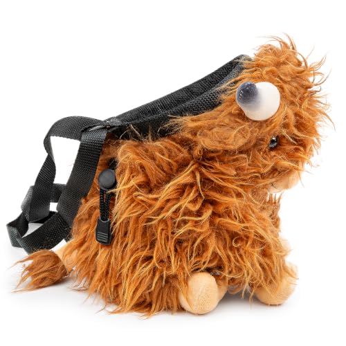 Highland Cow Plush Rock Climbing Chalk Bag, Cute Plush Animal，Drawstring Closure & Adjustable Belt，Bouldering & Gymnastics, Soft Fluffy Cow Chalk Pouch, Unique Climbing Gear Gift for Climbers - color: brown