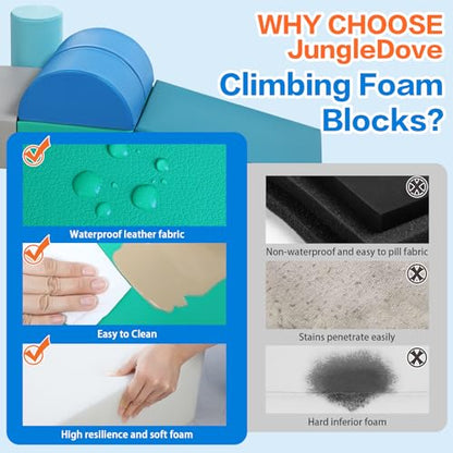 Kids Climbing Toys Foam Blocks: 6PCS PU Leather Foam Climbing Blocks for Toddlers - Soft Play Set Indoor Play Gym - Crawling Activity Play Structure for Preschoolers Playtime Corner Climber (Modern)