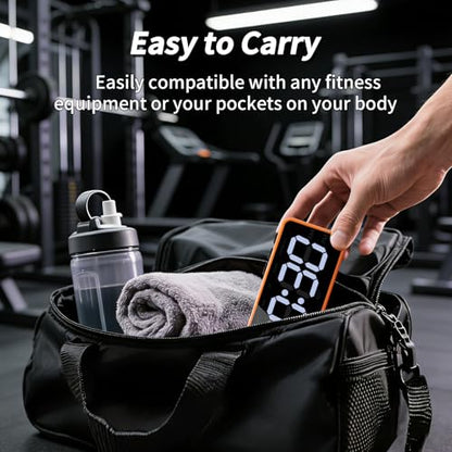 Gym Timer with Strong Magnet for Home Gym, Interval Timer Battery Supply | Workout Clock with Stopwatch, Count up/Down,Custom Interval for Fitness/Home/Boxing - style: 1 inch-Orange