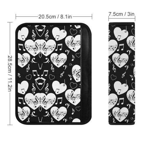 Soft Padded Car Seat Belt Pad for Elderly Support, Stroller Pushchair High Chair, 2 Pack Love Music Notes Black Shoulder Harness Cover Anti-Slip Pad - color: Pattern 1175