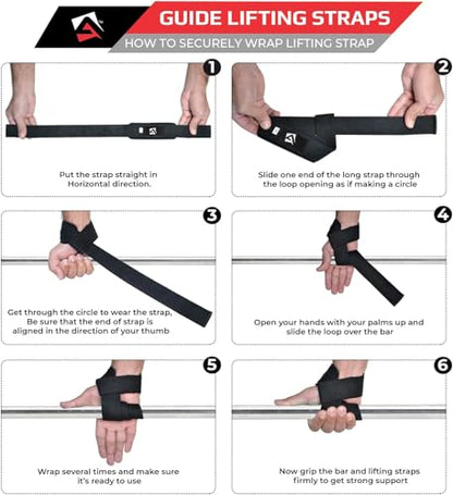 AQF Weight Lifting Straps, Padded Cotton Gym Wrist Straps for Deadlifts | 23" Extra-Long, Heavy-Duty Webbing, 5mm Neoprene Cushioning, Open-Loop Design, Sold as Pair, Ideal for Rows & Pull Workout - color: Black & Pink