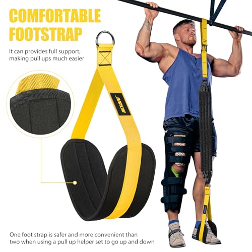 Pull Up Assistance Bands 260lbs, Heavy Pull Up Bands Resistance Bands for Pull Ups Working Out with Feet Rest, Pull Up Bar Bands Assistance Bands Strength Training Workout Equipment, Height Adjustable - color: Yellow