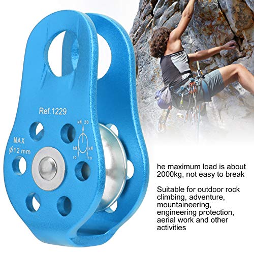 20KN Outdoor Climbing Pulley, Aluminum Side Swing Pulley, Climbing Pulley for Climbing Aloft Work Rappelling Rescue - size: Blue