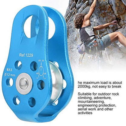 20KN Outdoor Climbing Pulley, Aluminum Side Swing Pulley, Climbing Pulley for Climbing Aloft Work Rappelling Rescue - size: Blue