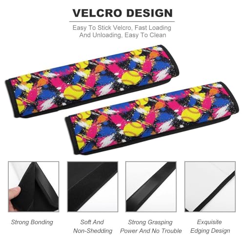 2 Pack Breathable Car Seat Belt Pad for Child, Stroller Pushchair High Chair, Splatter Paint Softball Colorful Neck Strap Covers, Neck and Shoulder Support - color: Pattern 552