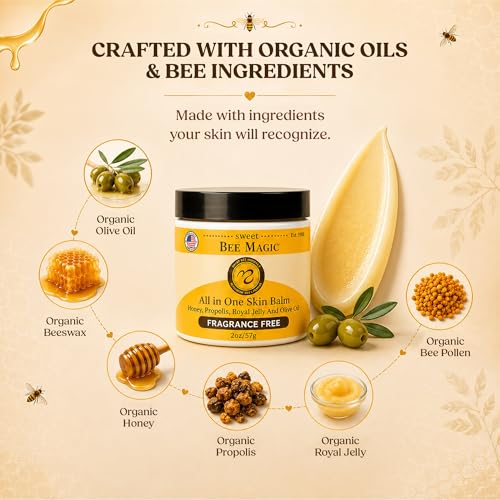 Sweet Bee Magic Organic Honey Bee Balm for Face, Skin & Body - All in One Honey Balm - Beeswax Body Moisturizer - All Natural Aid - 1 jar (2oz) - size: 2 Ounce (Pack of 1)