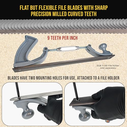 Dura-Gold 14" Flexible Flat Bastard File Blade, Double-Sided with 9 Teeth Per Inch, Pack of 2 - Mounting Holes for Adjustable Body File Holder, for Shaping, Smoothing and Filing Contoured Surfaces - style: Blades