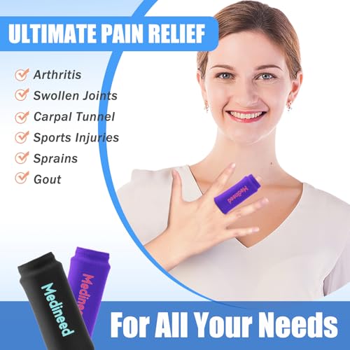 2PCS Finger Sleeves Gel Ice Pack, Lasting Cold Compress Freeze Sleeve, Reusable Finger Brace Ice Packs for Injuries, Arthritis, Tendonitis, Gout, Sprains, Middle Protectors(Purple) - color: Purple