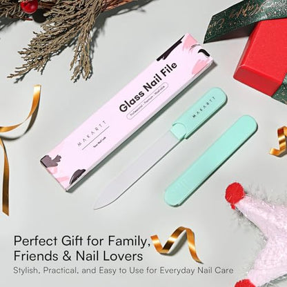 Makartt Glass Nail File for Natural Nails: Reusable Nail Care Tool, Green | Fast Shaping & Gentle Smoothing, Double-Sided Sandblasted Surface, Washable, Portable Lightweight Manicure Gift with Case - color: 1pc Green glass nail file
