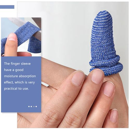 Cabilock 10pcs Blue Breathable Sports Finger Sleeves Soft Elastic Finger Protectors Support Bandages for Outdoor Recreation and Injury Prevention