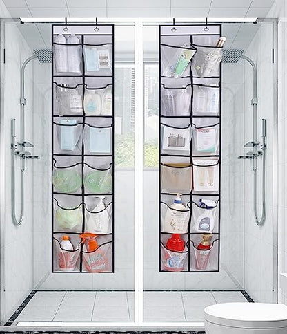 MISSLO Over The Door Shoe Organizer 12 Large Mesh Pockets Hanging Narrow Closet Door, White, 2 Pack - color: White
